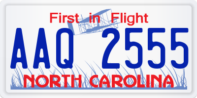 NC license plate AAQ2555