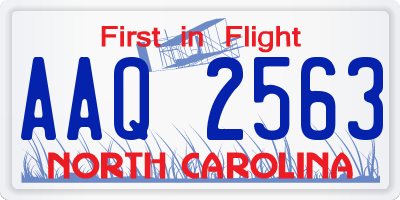 NC license plate AAQ2563