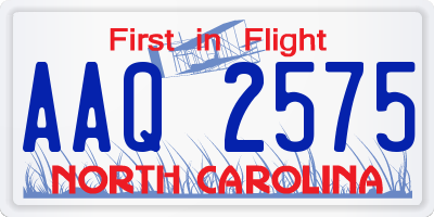 NC license plate AAQ2575