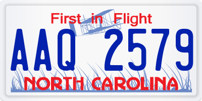 NC license plate AAQ2579