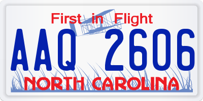 NC license plate AAQ2606