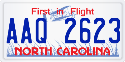 NC license plate AAQ2623