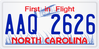 NC license plate AAQ2626