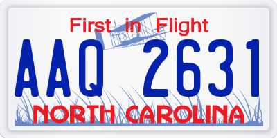 NC license plate AAQ2631