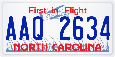 NC license plate AAQ2634