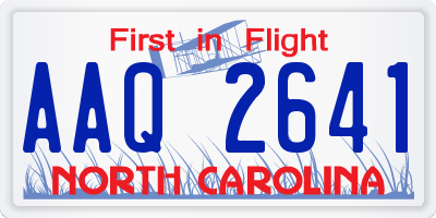 NC license plate AAQ2641
