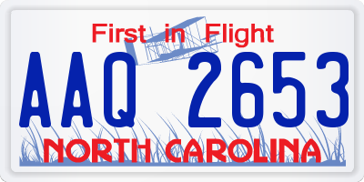 NC license plate AAQ2653