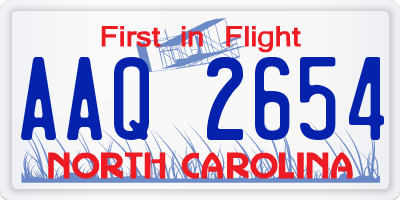 NC license plate AAQ2654