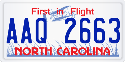 NC license plate AAQ2663