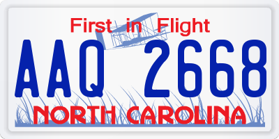 NC license plate AAQ2668