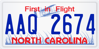 NC license plate AAQ2674