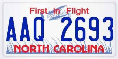 NC license plate AAQ2693