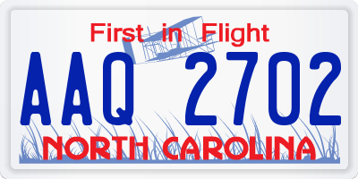 NC license plate AAQ2702