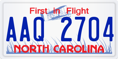 NC license plate AAQ2704