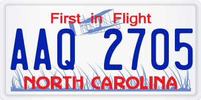NC license plate AAQ2705