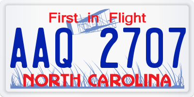 NC license plate AAQ2707