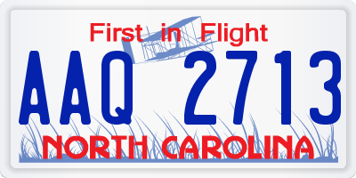 NC license plate AAQ2713