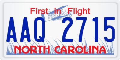 NC license plate AAQ2715