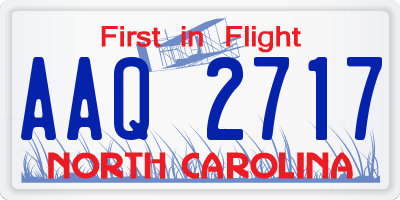 NC license plate AAQ2717
