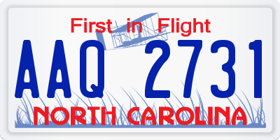 NC license plate AAQ2731