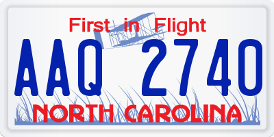 NC license plate AAQ2740
