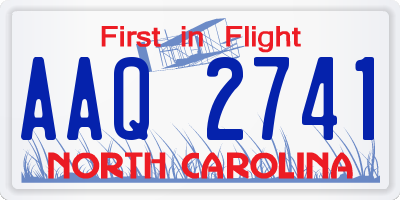 NC license plate AAQ2741