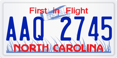 NC license plate AAQ2745