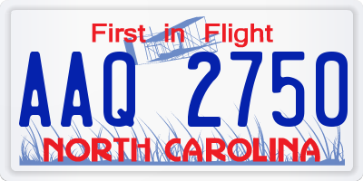NC license plate AAQ2750