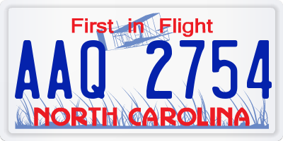NC license plate AAQ2754