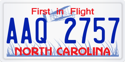 NC license plate AAQ2757