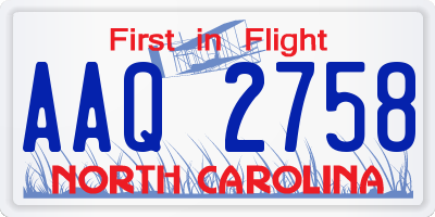 NC license plate AAQ2758