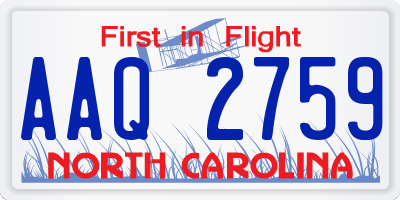 NC license plate AAQ2759