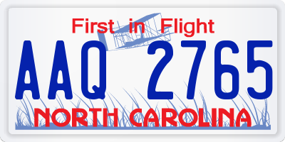 NC license plate AAQ2765