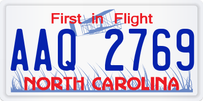 NC license plate AAQ2769