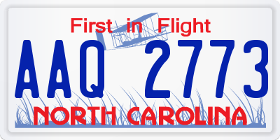 NC license plate AAQ2773