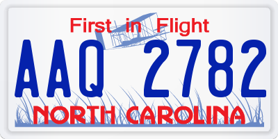 NC license plate AAQ2782