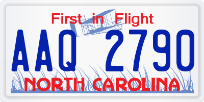 NC license plate AAQ2790