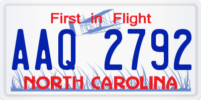 NC license plate AAQ2792