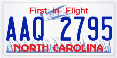 NC license plate AAQ2795