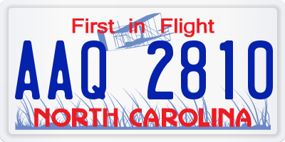 NC license plate AAQ2810