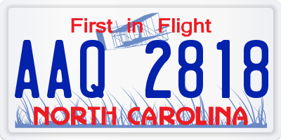 NC license plate AAQ2818