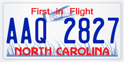 NC license plate AAQ2827