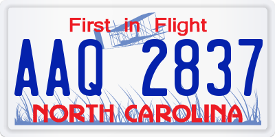 NC license plate AAQ2837