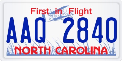NC license plate AAQ2840