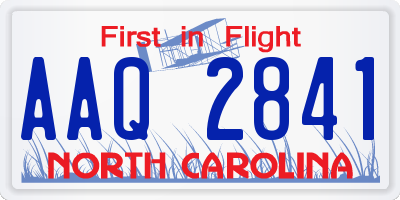 NC license plate AAQ2841