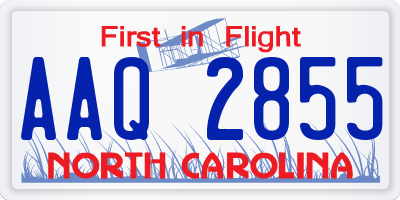 NC license plate AAQ2855