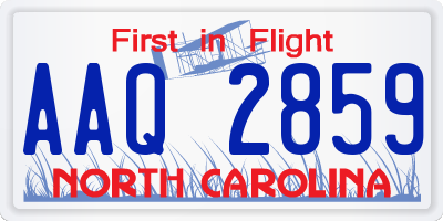 NC license plate AAQ2859