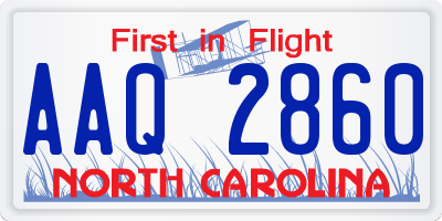 NC license plate AAQ2860