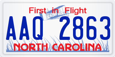NC license plate AAQ2863