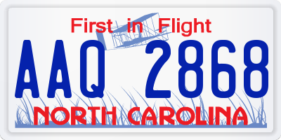 NC license plate AAQ2868